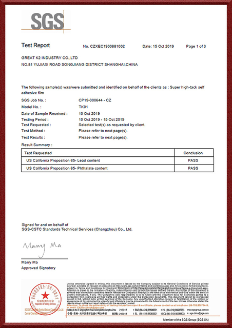 TK01 CA PROP65 AV SGS